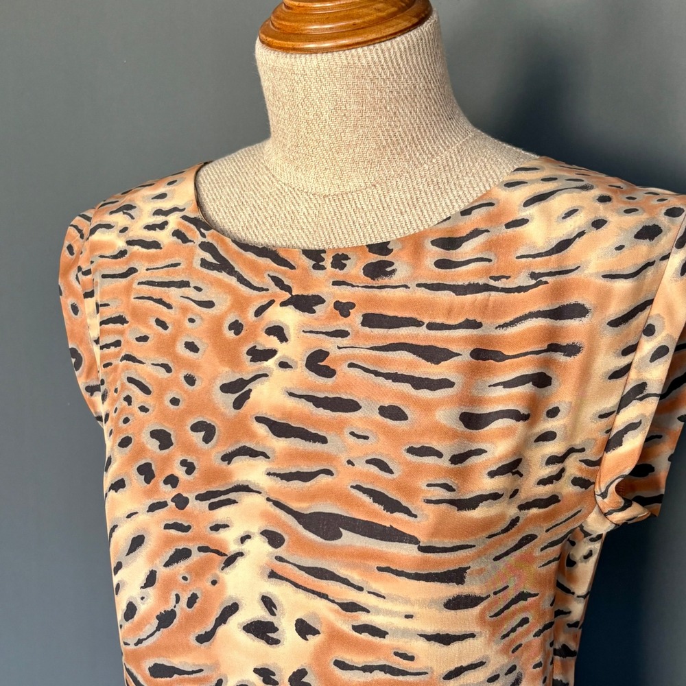 Gryphon New York 100% Silk Dress | Size XS‎ | Orange Black Animal Print